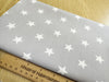 Cotton Fabric - Silver Grey & White Star Print - Craft Fabric Material