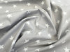 Cotton Fabric - Silver Grey & White Star Print - Craft Fabric Material