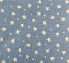 100% Cotton Poplin - White Stars & Spots on Pale Blue