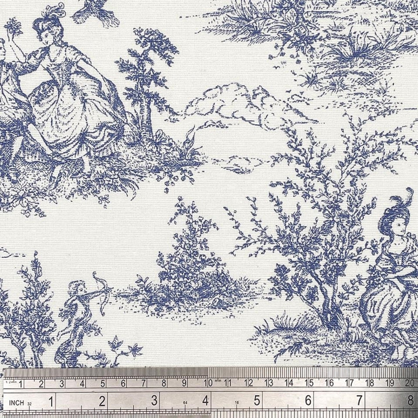 Cotton Panama Canvas Fabric - Classic French Design Toile on Navy Blue –  House of Haberdashery