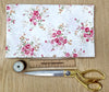 Cotton Poplin Fabric - Pink Country Roses- Ivory