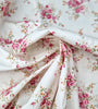 Cotton Poplin Fabric - Pink Country Roses- Ivory