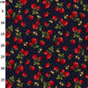Cotton Fabric - Strawberry Blossom Print on Navy Blue