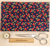 Cotton Fabric - Strawberry Blossom Print on Navy Blue