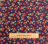 Cotton Fabric - Strawberry Blossom Print on Navy Blue