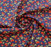 Cotton Fabric - Strawberry Blossom Print on Navy Blue