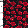 Cotton Poplin  Fabric - Red Poppy Floral on Black