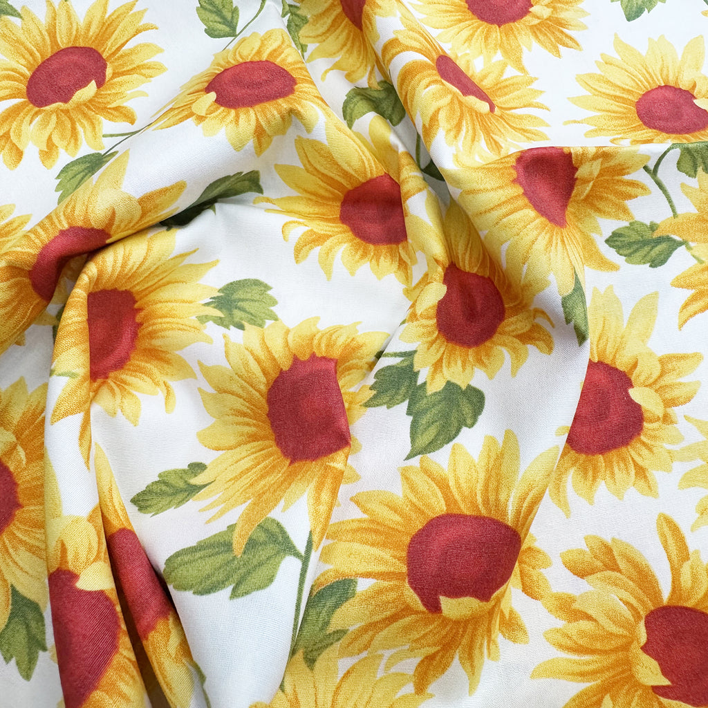 Cotton Fabric - Sunflowers on Ivory - Craft Fabric Material