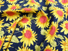 Cotton Fabric - Sunflowers on Navy Blue - Craft Fabric Material