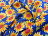 Cotton Fabric - Sunflowers on Royal Blue - Craft Fabric Material