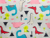 Dinosaur Fabric - Multi Dinosaurs on Blue - Cotton Craft Fabric Material