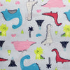 Dinosaur Fabric - Multi Dinosaurs on Blue - Cotton Craft Fabric Material