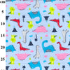 Dinosaur Fabric - Multi Dinosaurs on Blue - Cotton Craft Fabric Material