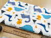 Dinosaur Fabric - Blue Dinosaurs on Ivory - Cotton Craft Fabric Material