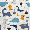 Dinosaur Fabric - Blue Dinosaurs on Ivory - Cotton Craft Fabric Material