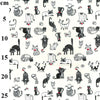 Cotton Fabric - Cute Crazy Cats Print on Ivory