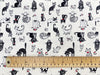 Cotton Fabric - Cute Crazy Cats Print on Ivory