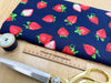 100% Cotton Poplin - Strawberries on Navy Blue