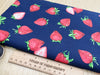 100% Cotton Poplin - Strawberries on Navy Blue