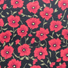 Cotton Poplin  Fabric - Red Poppy Floal on Black