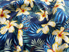 Cotton Fabric - Hawaiian Hibiscus Floral on Navy Blue - Craft Dress Fabric Material