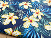 Cotton Fabric - Hawaiian Hibiscus Floral on Navy Blue - Craft Dress Fabric Material