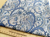 Cotton Fabric - Copen Blue & Ivory Paisley Print - Craft Dress Fabric Material