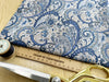 Cotton Fabric - Copen Blue & Ivory Paisley Print - Craft Dress Fabric Material