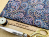 Cotton Fabric - Navy Blue & Pink Paisley Print - Craft Dress Fabric Material