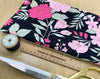 Cotton Fabric - Pretty Pink Floral on Black - Craft Dress Fabric Material