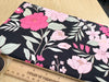 Cotton Fabric - Pretty Pink Floral on Black - Craft Dress Fabric Material