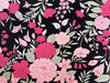 Cotton Fabric - Pretty Pink Floral on Black - Craft Dress Fabric Material
