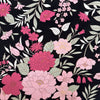 Cotton Fabric - Pretty Pink Floral on Black - Craft Dress Fabric Material