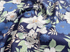 Cotton Fabric - Pretty Blue Floral on Navy Blue - Craft Dress Fabric Material