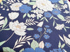 Cotton Fabric - Pretty Blue Floral on Navy Blue - Craft Dress Fabric Material