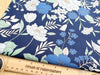 Cotton Fabric - Pretty Blue Floral on Navy Blue - Craft Dress Fabric Material