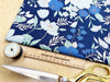 Cotton Fabric - Pretty Blue Floral on Navy Blue - Craft Dress Fabric Material