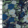 Cotton Fabric - Pretty Blue Floral on Navy Blue - Craft Dress Fabric Material