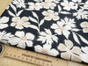 Cotton Fabric - Black & Natural Beige Floral Print - Craft Dress Fabric Material