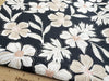 Cotton Fabric - Black & Natural Beige Floral Print - Craft Dress Fabric Material