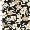 Cotton Fabric - Black & Natural Beige Floral Print - Craft Dress Fabric Material