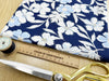 Cotton Fabric - Navy Blue & White Floral Print - Craft Dress Fabric Material