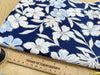 Cotton Fabric - Navy Blue & White Floral Print - Craft Dress Fabric Material