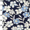Cotton Fabric - Navy Blue & White Floral Print - Craft Dress Fabric Material