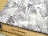 Cotton Fabric - Grey Tropical Palm Leaf on Ivory - Craft Dress Fabric Material