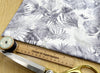 Cotton Fabric - Grey Tropical Palm Leaf on Ivory - Craft Dress Fabric Material