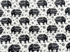 Cotton Poplin Fabric - Black Mandala Elephant Print on Ivory - Craft Fabric Material