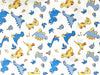 Cotton Fabric - Cute Blue Dinosaurs on Ivory - Quilting Craft Fabric Material