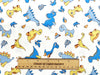 Cotton Fabric - Cute Blue Dinosaurs on Ivory - Quilting Craft Fabric Material