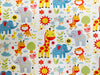 Cotton Fabric - Bright Safari Animals Nursery Craft Fabric Material